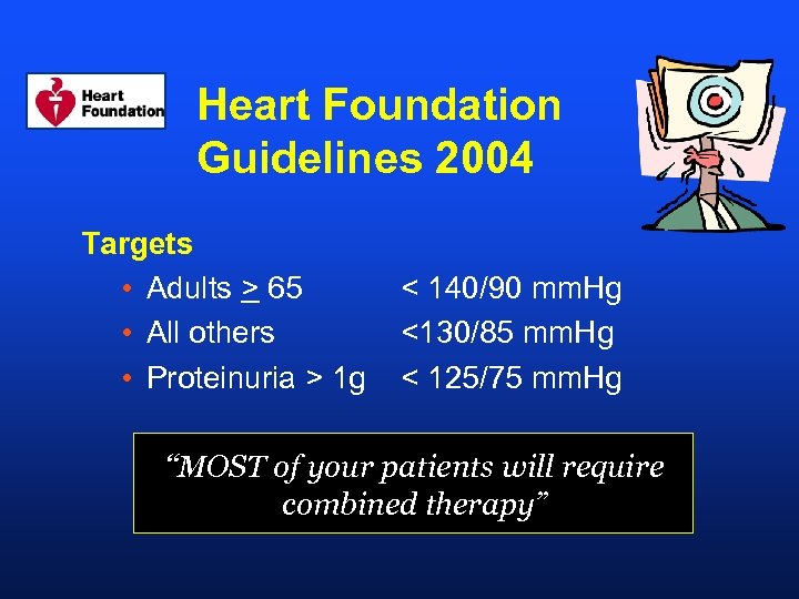 Heart Foundation Guidelines 2004 Targets • Adults > 65 • All others • Proteinuria