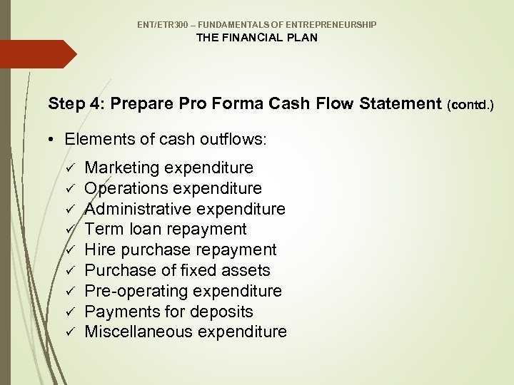 ENT/ETR 300 – FUNDAMENTALS OF ENTREPRENEURSHIP THE FINANCIAL PLAN Step 4: Prepare Pro Forma