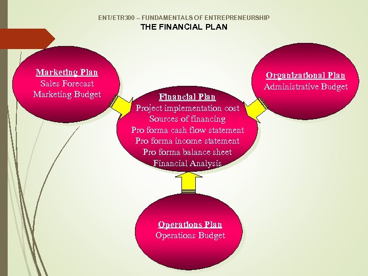 ENT/ETR 300 – FUNDAMENTALS OF ENTREPRENEURSHIP THE FINANCIAL PLAN Marketing Plan Sales Forecast Marketing