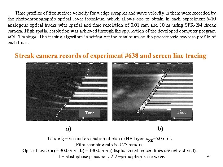  Time profiles of free surface velocity for wedge samples and wave velocity in