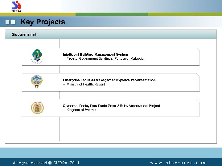 Key Projects Government Intelligent Building Management System – Federal Government Buildings, Putrajaya, Malaysia Enterprise