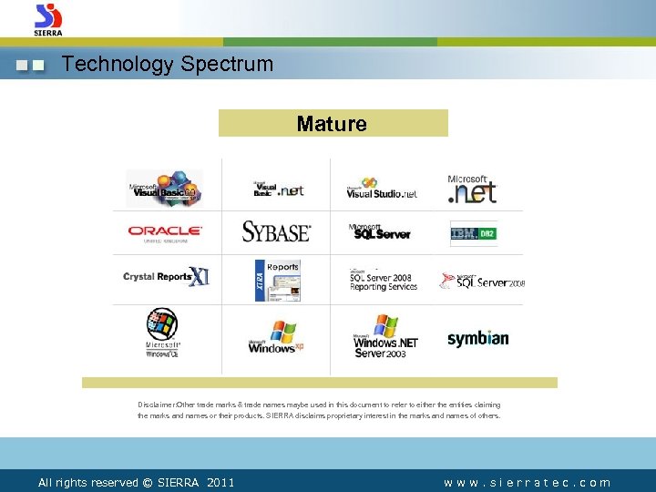 Technology Spectrum Mature Disclaimer: Other trade marks & trade names maybe used in this
