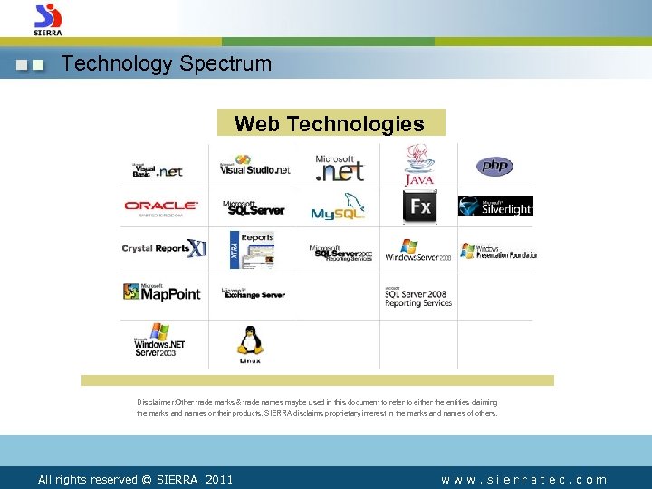 Technology Spectrum Web Technologies Disclaimer: Other trade marks & trade names maybe used in