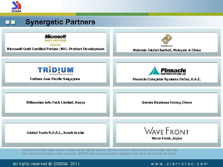 Synergetic Partners Microsoft Gold Certified Partner (ISV)–Product Development Metronic Global Berhad, Malaysia & China