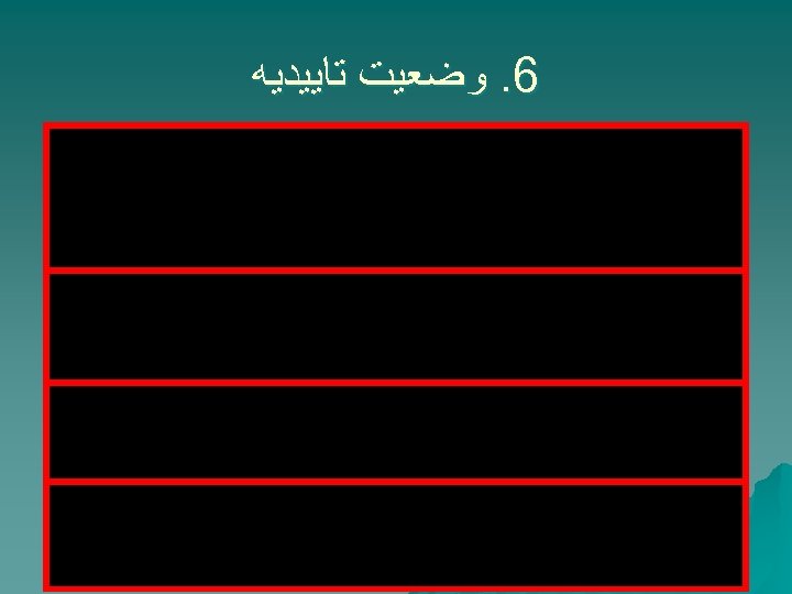  6. ﻭﺿﻌﻴﺖ ﺗﺎﻳﻴﺪﻳﻪ 