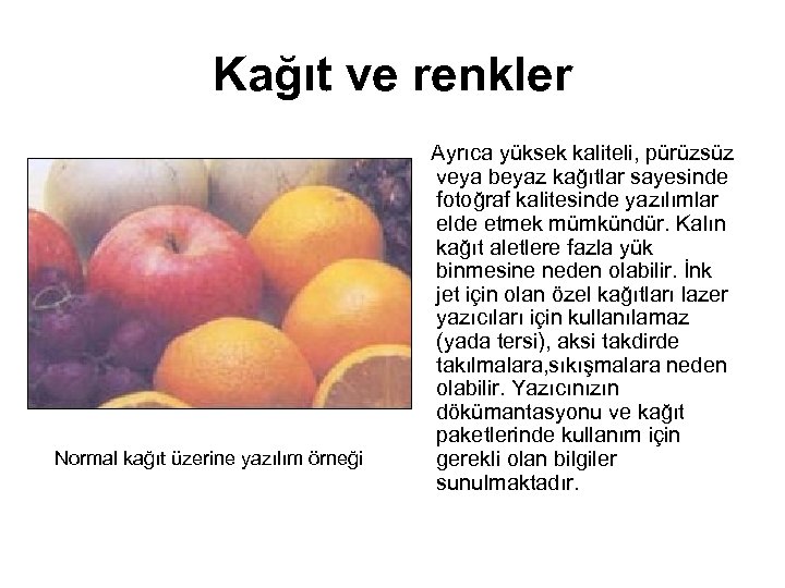 Kağıt ve renkler Normal kağıt üzerine yazılım örneği Ayrıca yüksek kaliteli, pürüzsüz veya beyaz