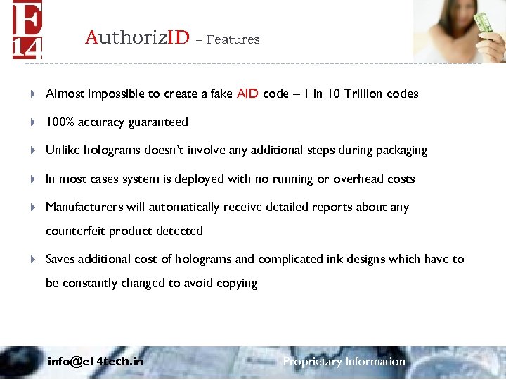 Authoriz. ID – Features Almost impossible to create a fake AID code – 1