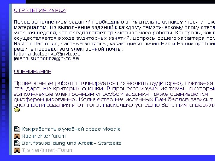 Стратегия курса и система оценивания 