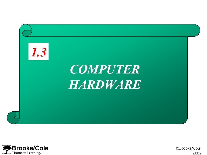 1. 3 COMPUTER HARDWARE ©Brooks/Cole, 2003 
