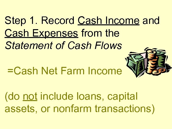 Step 1. Record Cash Income and Cash Expenses from the Statement of Cash Flows