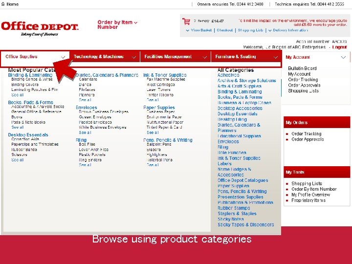 Browse using product categories 