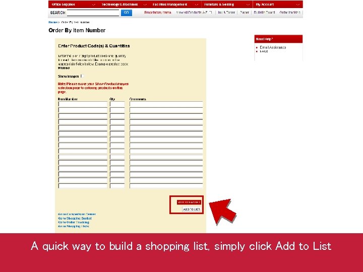 A quick way to build a shopping list, simply click Add to List 