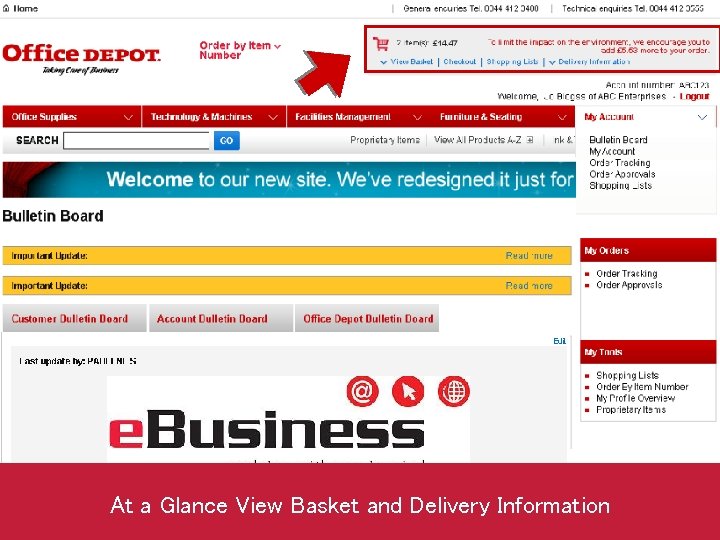 At a Glance View Basket and Delivery Information 