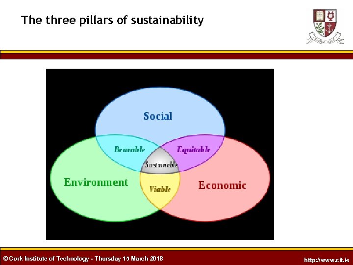 The three pillars of sustainability © Cork Institute of Technology - Thursday 15 March
