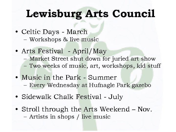 Lewisburg Arts Council • Celtic Days - March – Workshops & live music •