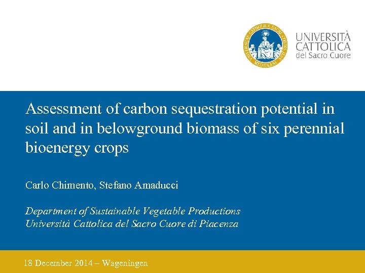 Assessment of carbon sequestration potential in soil and in belowground biomass of six perennial