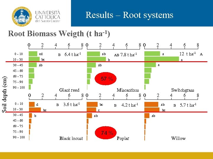 Results – Root systems Root Biomass Weigth (t ha-1) 0 2 0 - 10