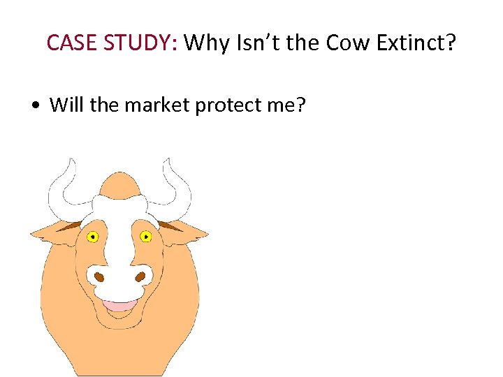 CASE STUDY: Why Isn’t the Cow Extinct? • Will the market protect me? 