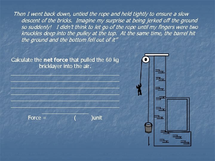 Then I went back down, untied the rope and held tightly to ensure a