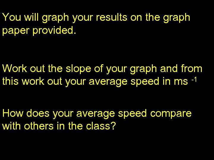 You will graph your results on the graph paper provided. Work out the slope