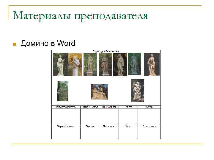 Материалы преподавателя n Домино в Word 