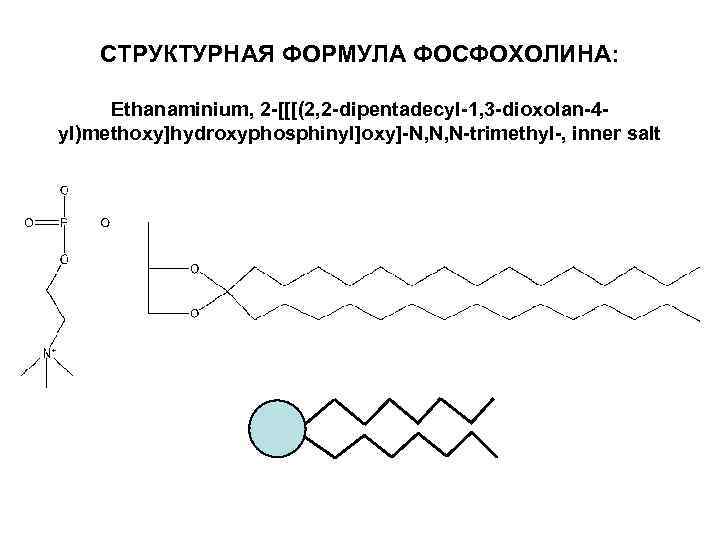 СТРУКТУРНАЯ ФОРМУЛА ФОСФОХОЛИНА: Ethanaminium, 2 -[[[(2, 2 -dipentadecyl-1, 3 -dioxolan-4 yl)methoxy]hydroxyphosphinyl]oxy]-N, N, N-trimethyl-, inner
