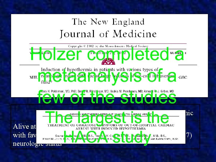 Holzer completed a metaanalysis of a few of the studies The largest is the