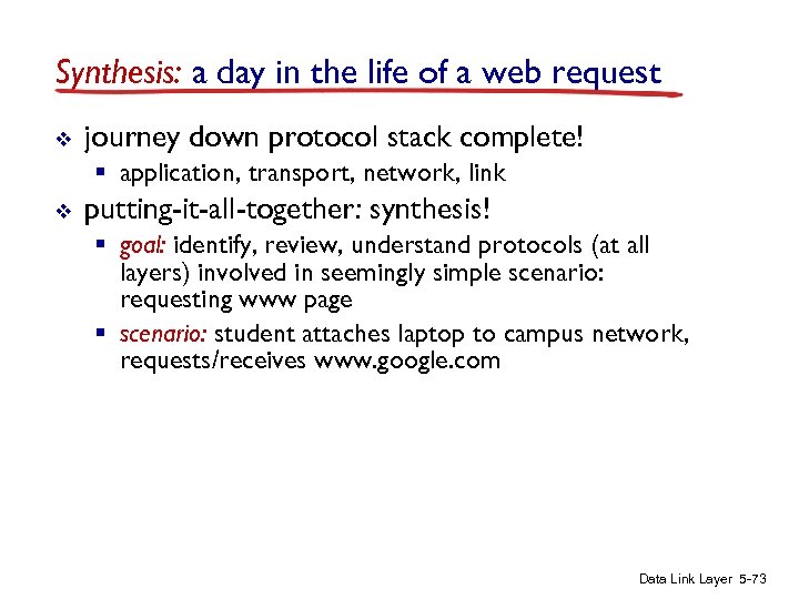 Synthesis: a day in the life of a web request v journey down protocol