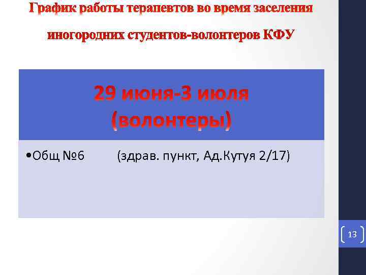  • Общ № 6 (здрав. пункт, Ад. Кутуя 2/17) 13 