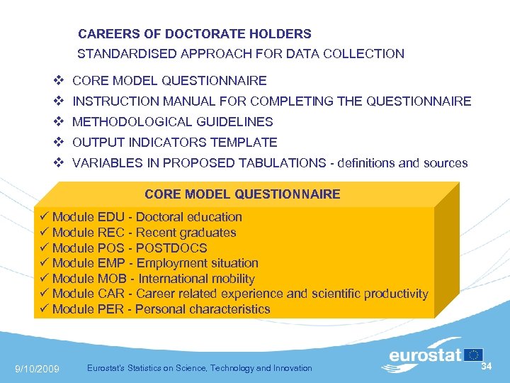  CAREERS OF DOCTORATE HOLDERS STANDARDISED APPROACH FOR DATA COLLECTION CORE MODEL QUESTIONNAIRE INSTRUCTION