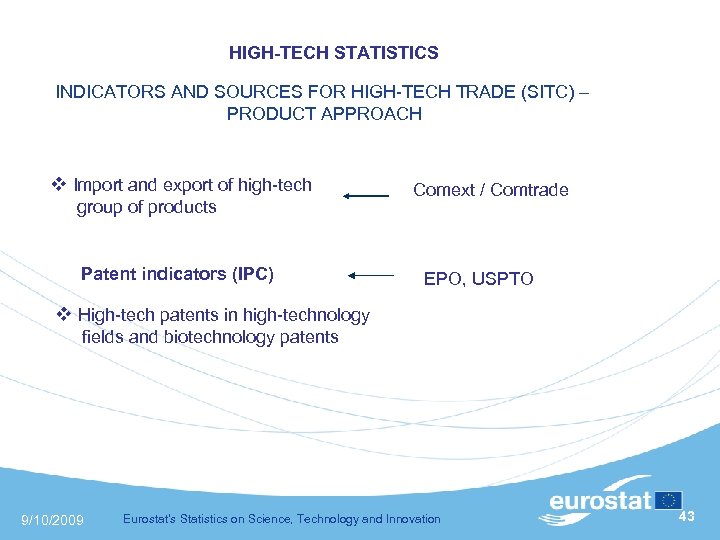 HIGH-TECH STATISTICS INDICATORS AND SOURCES FOR HIGH-TECH TRADE (SITC) – PRODUCT APPROACH Import and