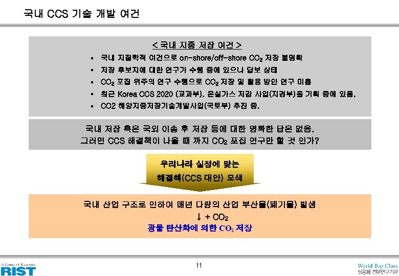 국내 CCS 기술 개발 여건 < 국내 지중 저장 여건 > § 국내 지질학적