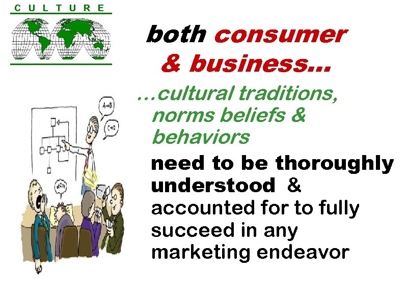 C U L T U R E both consumer & business… …cultural traditions, norms