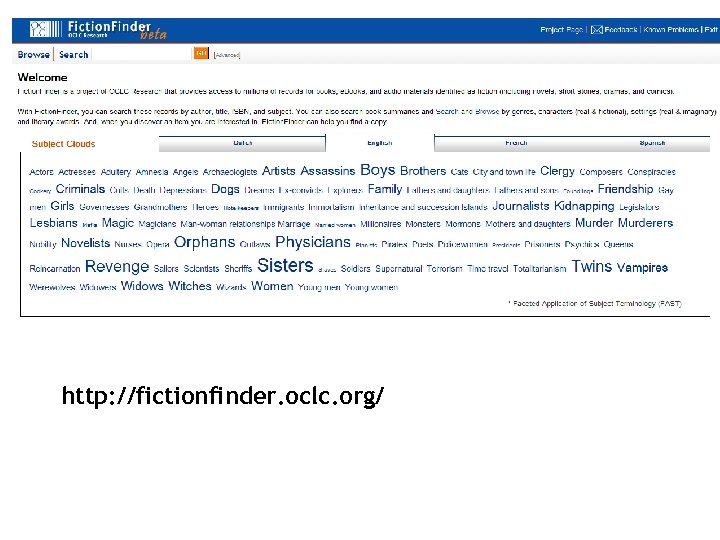 http: //fictionfinder. oclc. org/ 