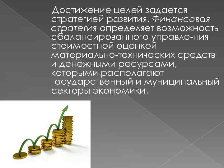 Достижение целей задается стратегией развития. Финансовая стратегия определяет возможность сбалансированного управле ния стоимостной оценкой