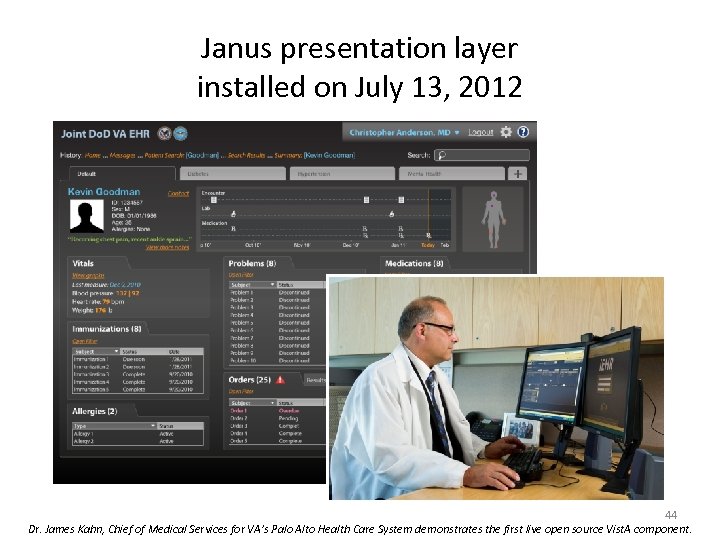Janus presentation layer installed on July 13, 2012 44 Dr. James Kahn, Chief of
