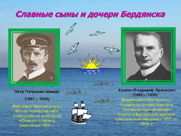 Славные сыны и дочери Бердянска Петрович Шмидт (1867 – 1906) Лейтенант Черноморского Флота. принял