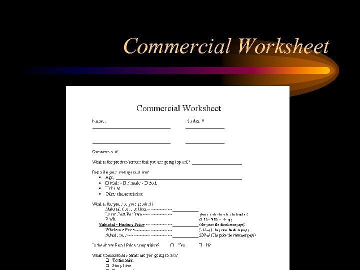 Commercial Worksheet 