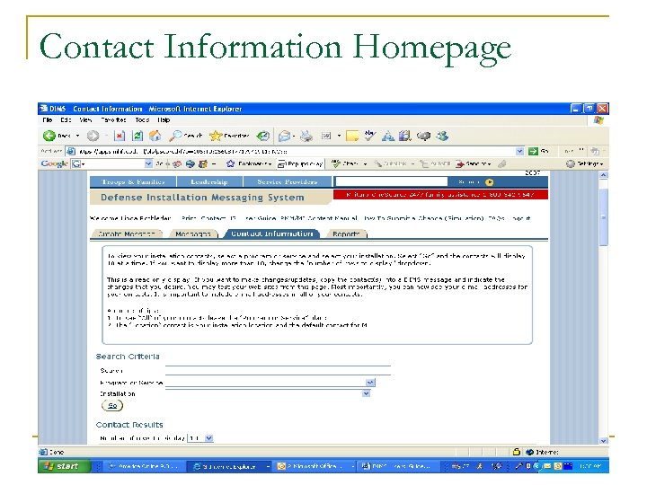 Contact Information Homepage 