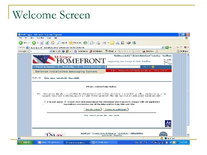 Welcome Screen 
