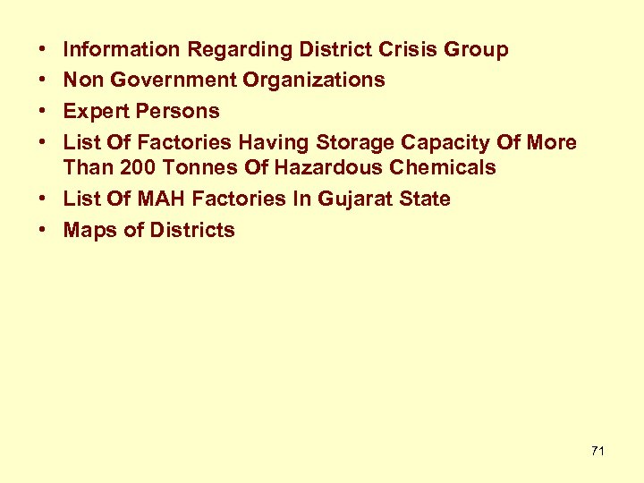  • • Information Regarding District Crisis Group Non Government Organizations Expert Persons List