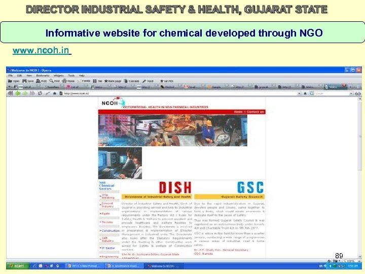 Informative website for chemical developed through NGO www. ncoh. in 89 