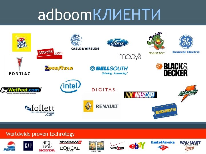 adboom. КЛИЕНТИ Worldwide proven technology 