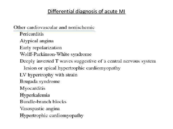 Differential diagnosis of acute MI 