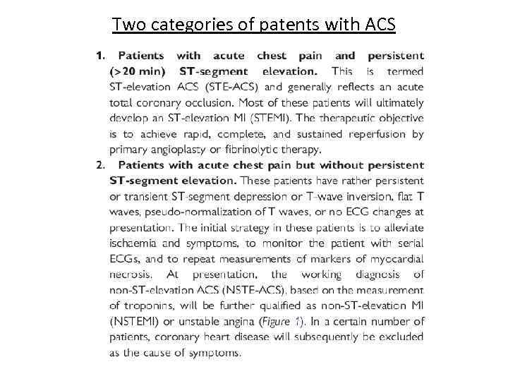 Two categories of patents with ACS 