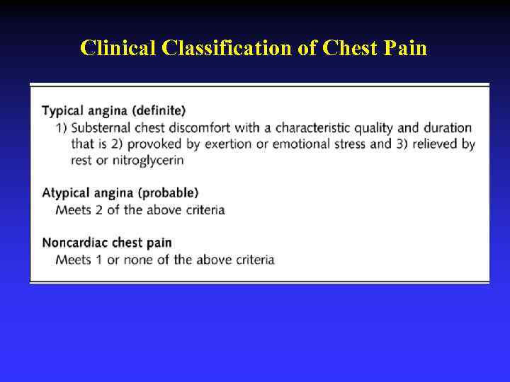 Clinical Classification of Chest Pain 