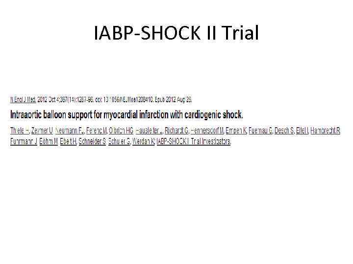 IABP-SHOCK II Trial 