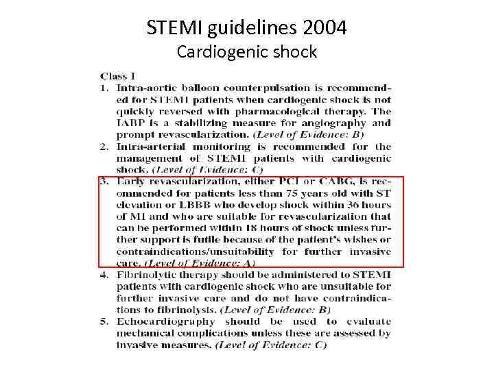 STEMI guidelines 2004 Cardiogenic shock 