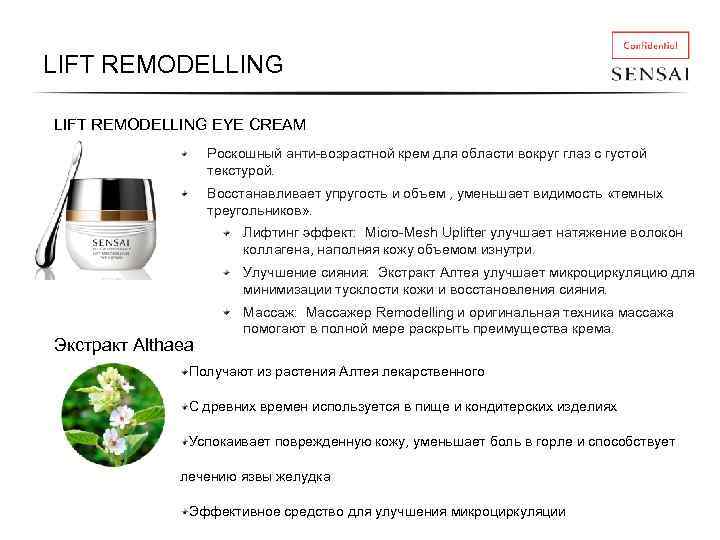 LIFT REMODELLING EYE CREAM Роскошный анти-возрастной крем для области вокруг глаз с густой текстурой.