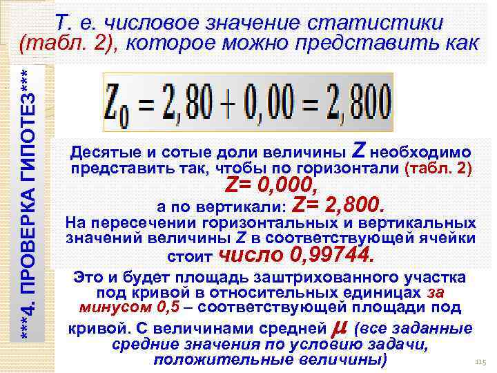 . ***4. ПРОВЕРКА ГИПОТЕЗ*** Т. е. числовое значение статистики (табл. 2), которое можно представить